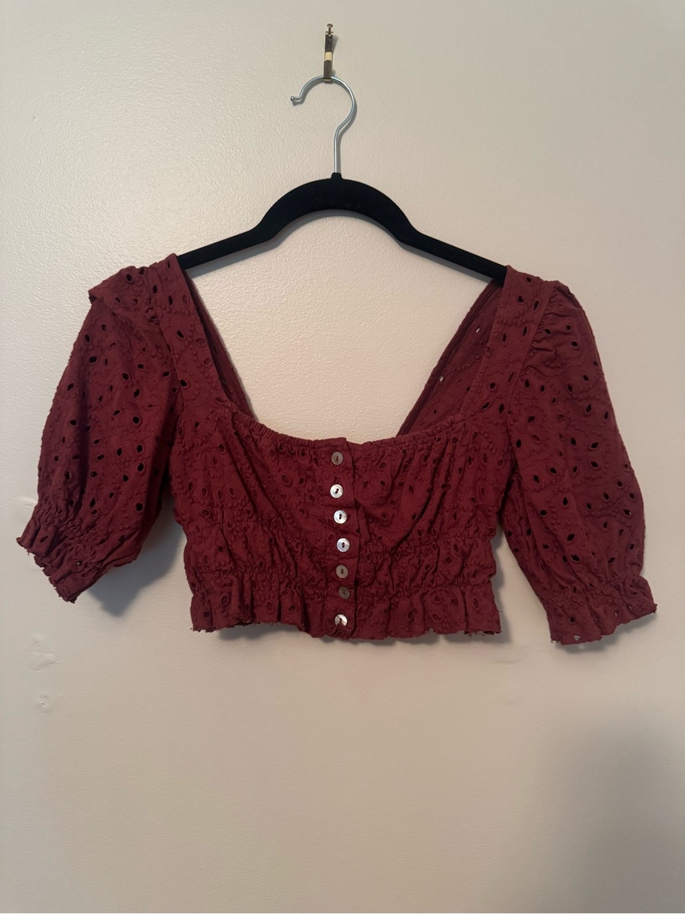 Urban Outfitters Eyelet Button-Front Crop Top